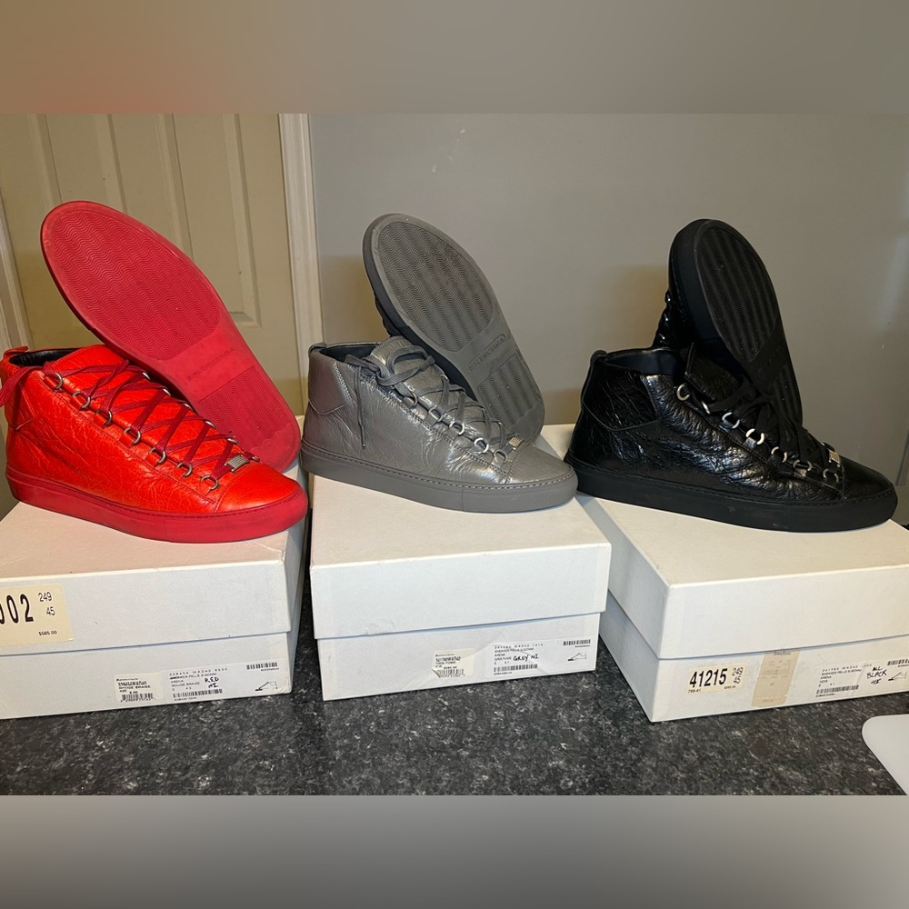 Balenciaga Arena Bundle RED GREY BLACK Size 42 and 41 Runners Louboutin Gucci